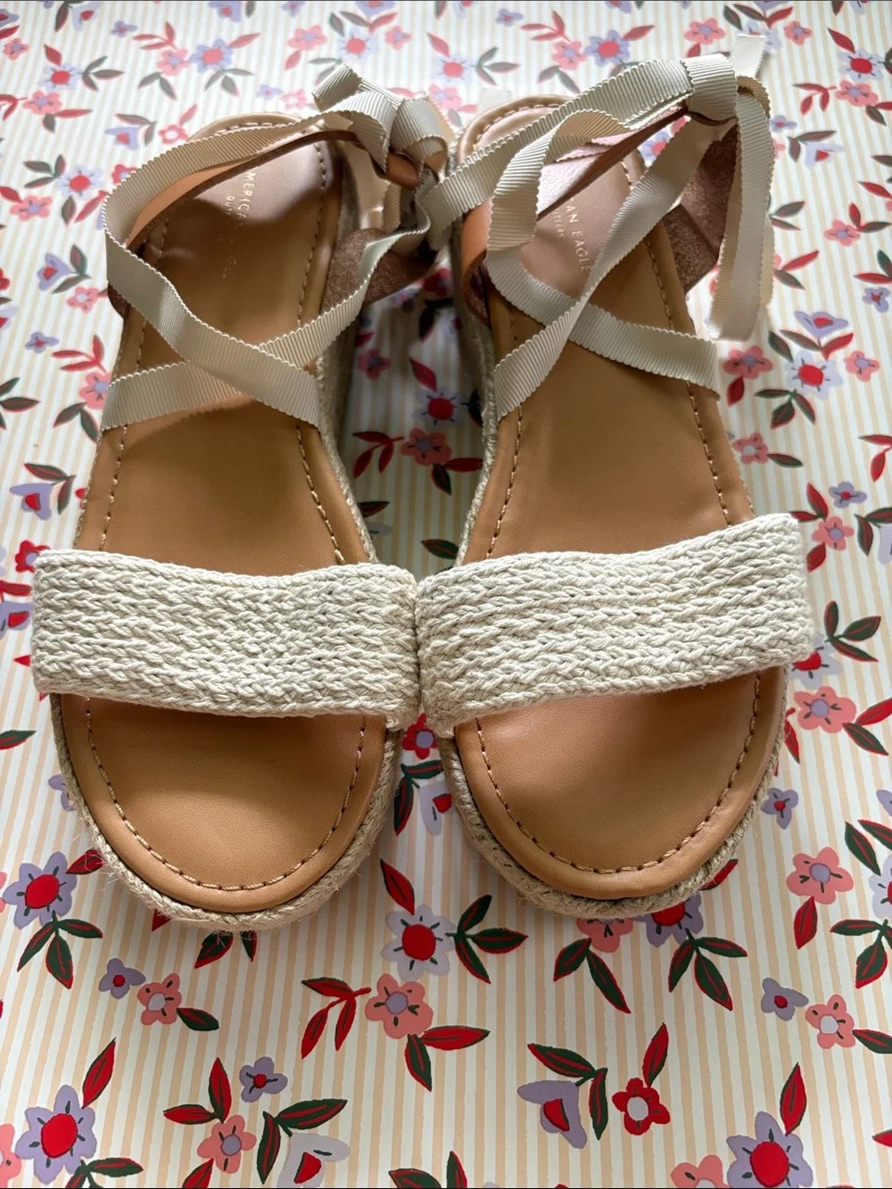 American Eagle Outfitters Espadrille Lace-Up Wedge Sandals - Size 8